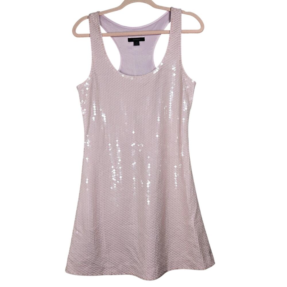 Express Pink Sequin Dress Womens Medium M Racerback Sparkle Party Night Out Mini